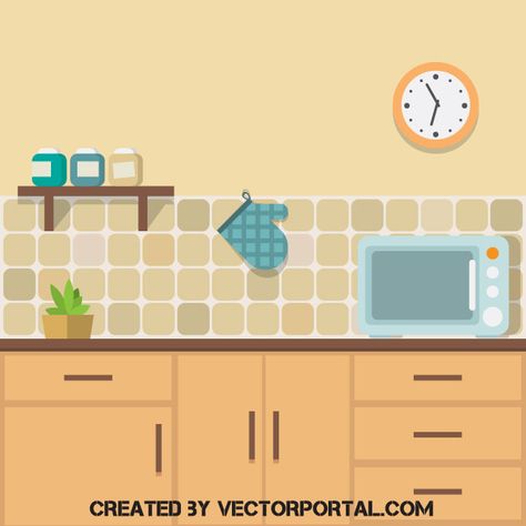 Kitchen interior vector image Kitchen Vector Illustration, Kitchen Vector, Vector Kitchen, Interior Vector, 6 Panel Doors, Kitchen Illustration, Interior Design Institute, Decoration For Ganpati, Kitchen Makeover