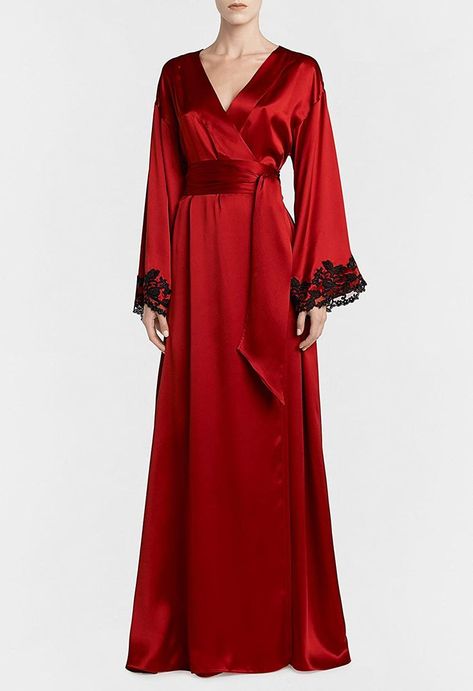 The most luxurious piece in the La Perla Maison collection features embroidered motifs on a tulle background in the same color as the silk, hand finished with a double-frastaglio technique.

Silk satin long robe embellished with embroidery on tulle backing in the same color silk. Finished with hand-embroidered double frastaglio embroidery. A modern yet elegant creation that represents the newest and most exquisite style in the La Perla Maison collection.

Classy Sexy Lux Long Silk Robe, Fancy Robes, Silk Robe Long, Luxury Robes, Silk Robe, Night Wear, Pretty Lingerie, Dressing Gown, Silk Satin