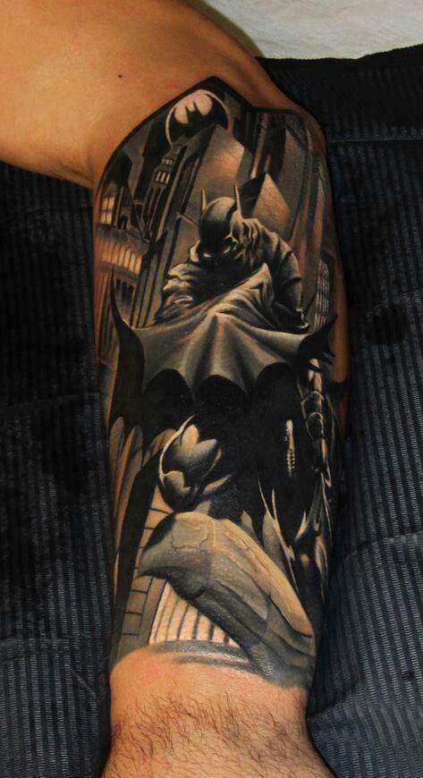 Best DC Comics Tattoos | List of the Coolest DC Comics Tattoos (Page 7) Tatoo 3d, Comic Book Tattoo, Knight Tattoo, Batman Tattoo, Comic Tattoo, Tattoo Trend, Geniale Tattoos, Dawn Of Justice, 3d Tattoos