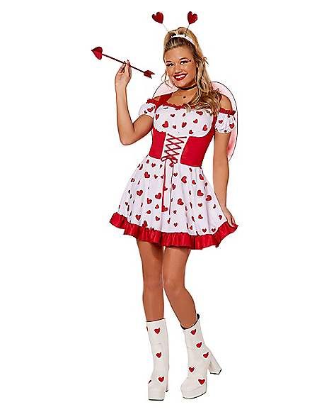 Adult Cupid Cutie Costume - Spirithalloween.com Cupid Outfit Costumes, Valentine Costume, Cupid Costume, Harley Quinn Halloween, Heart Costume, Halloween Costumes For Women, Oc Stuff, Costumes For Teens, Halloween Costumes For Teens