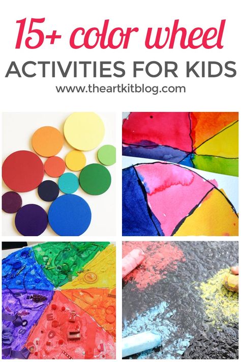 Color Wheel Activities for Kids. Mixing colors and learning about the color wheel are such important art topics, so why not make them fun?! Today we're sharing more than a dozen color wheel activities for kids that we're sure you and the kids will find captivating. To see all the fun, please continue reading on the blog. #colorwheel #colorwheelactivitiesforkids #colormixing #colortheory #color via @theartkit Color Wheel Kindergarten, Color Wheel For Kindergarten, Color Wheel Lesson Elementary, Color Wheel Science Project, Color Wheel Kindergarten Art Lesson, Color Wheel Worksheet, Color Wheel Art Projects, Color Wheel Projects, Color Wheel Art