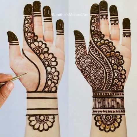 Hands Mehndi Design, Henna Styles, Front Hand Mehndi Design, Front Hand Mehndi, Simple Arabic Mehndi, Beginner Henna, Mehndi Designs Simple, Simple Mehendi Designs, Hand Mehndi Design