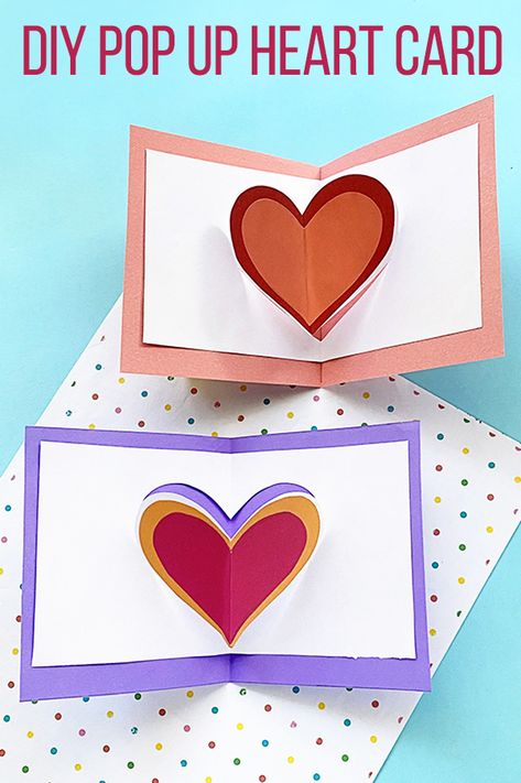 Craft For School Age, Paper Craft For School, Craft For School, Pop Up Valentine Cards, Heart Pop Up Card, Diy Pop, Diy Holiday Cards, Diy Valentines Cards, Heart Card