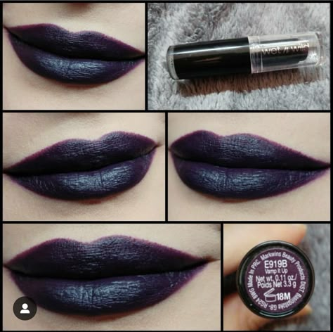 Purple Hair Red Lipstick, Brunette Makeup, Alt Makeup, Dark Lipstick, Purple Lips, Gothic Makeup, Goth Makeup, Lipstick Makeup, Makeup Goals