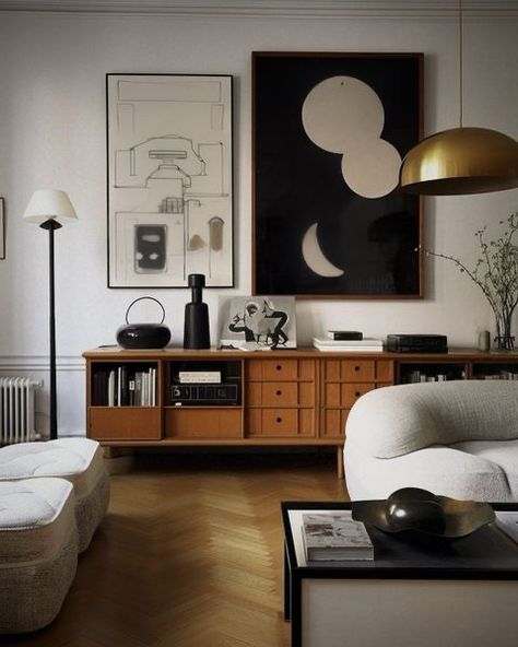 Moody Modernism, Moody Modern Bedroom, Moody Mid Century Modern, Mid Century Modern Bedroom Decor, Living Room Interior Design Ideas, Room Interior Design Ideas, Nordic Interiors, Masculine Interior, Mid Century Modern Bedroom