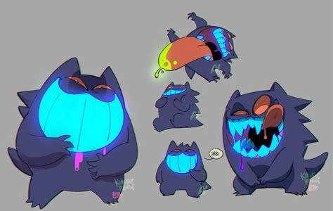 Cute Monster Design, Character Design Monster, Gengar Art, Pokemon Monster, Kawaii Monster, Pokemon Design, Pokemon Ideas, Monster Cartoon, Lucario Pokemon