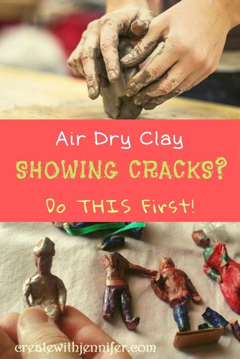 Air Dry Clay Cracking, No Bake Clay, Air Dry Clay Person, How To Keep Air Dry Clay From Cracking, Cornstarch Clay, Handmade Clay Pots, Homemade Watercolors, Easy Clay Sculptures, Homemade Clay