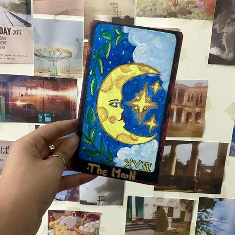 LA LUNE 🌙 #tarotcard #tarot #card #art #painting #moon #lalune #diy Tarot Card Painting Canvas, The Moon Tarot Drawing, The Star Tarot Painting, Tarot Cards Moon, The Moon Tarot Card Painting, Tarot Cards, Moon, Art Inspiration, Instagram