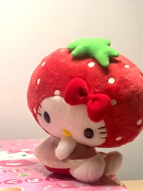 Sanrio aesthetic/ kawaii Hello Kitty Plush Aesthetic, Plush Aesthetic, Strawberry Hello Kitty, Hello Kitty Strawberry, Sanrio Aesthetic, Sanrio Stuff, Kawaii Room Decor, Kitty Plush, Hello Kitty My Melody