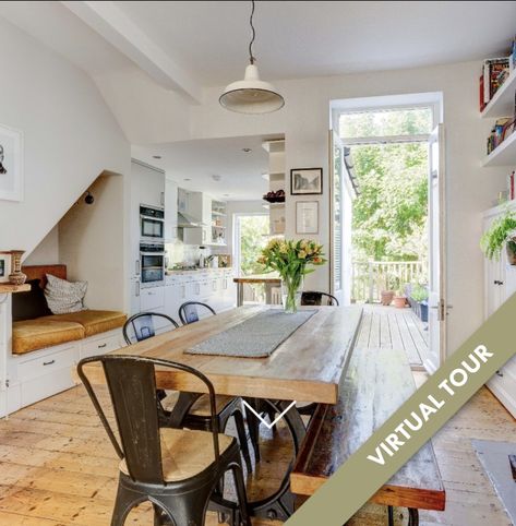 Connecting Kitchen And Dining Room, Victorian Terrace Dining Room Ideas, Kitchen Dining Room Knock Through, Galley Kitchen Into Dining Room, Terrace House Dining Room, Knock Through Lounge Diner, Victorian Terrace Dining Room, Kitchen Extension Terraced House, Terraced House Kitchen