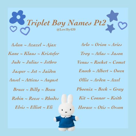 Names For Triplets, Triplet Names Ideas, Rare Names For Boys, Pretty Boy Names, Rare Boy Names, Boys Names Unique, Triplet Names, Boy Names Unique, Writing Inspiration Characters