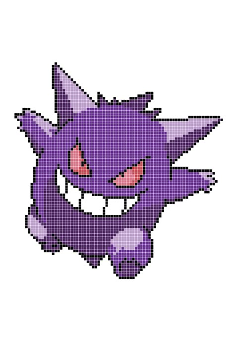 Gengar Perler Beads, Gengar Perler, Anime Perler Bead Patterns, Pokemon Cross Stitch, Gengar Pokemon, Pokemon Bead, Hamma Beads Ideas, Pixel Art Pokemon, Crochet Pokemon