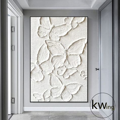 Texture Butterfly, Abstract Texture Art, Butterfly Acrylic Painting, White Textured Wall Art, 3d Painting On Canvas, White Textured Wall, White Abstract Art, Iphone Wallpaper Sky, Diy Canvas Wall Art