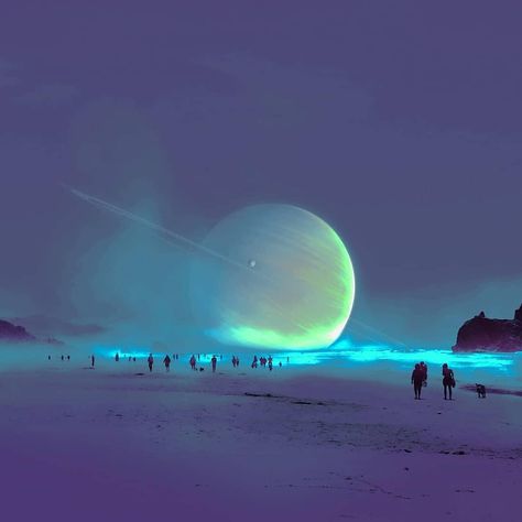 Alien Planet Aesthetic, Ophiuchus Aesthetic, Blue Alien Aesthetic, Starry Night Painting, Alien Aesthetic, Alien Planet, Night Painting, Ethereal Art, Book Aesthetic