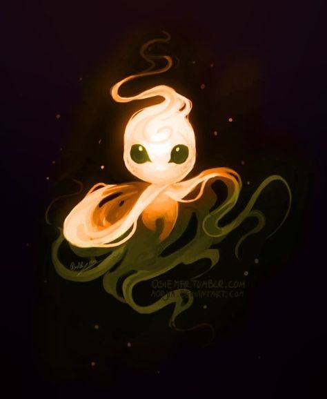 Magical Cute Creatures, Wisp Concept Art, Shadow Creature Art Cute, Mythical Animals Fantasy Creatures Art, Fire Spirit, Shadow Creatures, Small Creatures, Magical Creature, Cute Fantasy Creatures