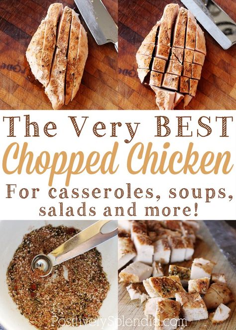 The very BEST chopped chicken for casseroles, soups, salads and more. So easy and delicious! Chicken Main Dishes, Paleo Vegan, Cheat Meal, Think Food, Poultry Recipes, Turkey Recipes, Main Dish Recipes, Other Recipes, I Love Food