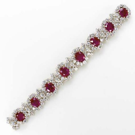 An important ruby and diamond bracelet, by Bulgari. Photo Christie's Image Ltd 2004 Diamond And Ruby Bracelet, Diamond Ruby Bracelet, Ruby And Diamond Bracelet, Ruby Diamond Bracelet, Ruby Bracelets, Heavy Jewellery, Ruby And Diamond Earrings, Bulgari Jewelry, Tiaras Jewellery