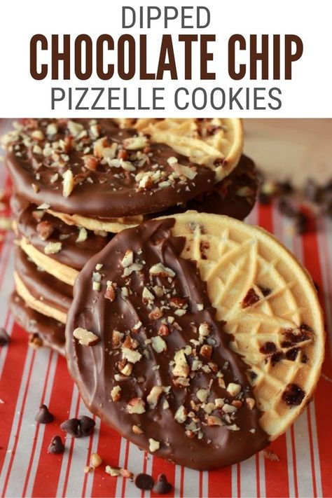 Pizzelle cookies are unique and delicious cookies to make. Click here to get the complete recipe for Dipped Chocolate Chip Pizzelle Cookies. #thecraftyblogstalker #pizzellecookies #pizzelle #pizzellerecipes Pizzelle Cookies Ideas, Cookies To Sell, Pizelle Recipe, Christmas Cookies Santa, Cookies Easy Recipe, Classy Food, Pizzelle Cookies, Pizzelle Recipe, Amazing Cookie Recipes