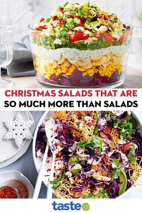 Take your Christmas feast to a whole new level of deliciousness with these sensational salads guaranteed to please! Christmas Salad Recipes, Vegetarian Thanksgiving Recipes, Christmas Salads, Creamy Potato Salad, Vegetarian Thanksgiving, Christmas Lunch, Christmas Food Dinner, Xmas Food, Christmas Cooking