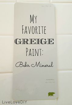 Best Greige Paint! It's Behr Mineral. I've tried so many different beiges and grays, and this is handsdown my fave. I had it mixed in Glidden (just because it's cheaper). Here's a pic of the exact specifications. You can take the below info to any paint store, and they should be able to mix it for you there. Behr Mineral, Behr Greige, Best Greige Paint, Best Greige, Best Interior Paint, Greige Paint Colors, Greige Paint, Painting Colors, Behr Paint