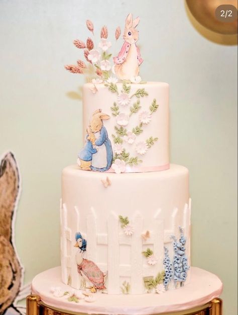 Beatrix Potter Cake Ideas, Beatrix Potter Theme Party, Flopsy Bunny Baby Shower Ideas, Beatrix Potter Baby Shower Ideas Girl, Peter Rabbit 1st Birthday Girl, Peter Rabbit Cake Ideas, Peter Rabbit Girl Baby Shower Ideas, Some Bunny Is Turning One Cake, Peter Rabbit Baby Shower Ideas Girl