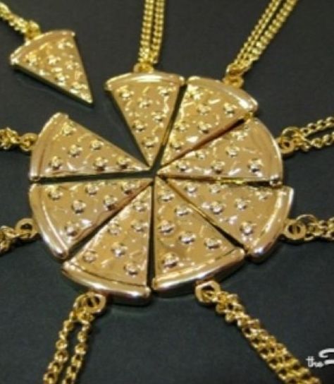 Friendship necklaces for 9! Bff Necklace, Pizza, Gold, Pizzas