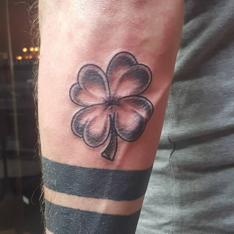 Semper Fidelis Tattoo Women, Clover Tattoos For Men, Four Leaf Clover Tattoo For Men, 4 Leaf Clover Tattoo Men, Quadrifoglio Tattoo, Tattoos Men Forearm, Lucky Tattoos, Thomas Tattoo, 4 Leaf Clover Tattoo