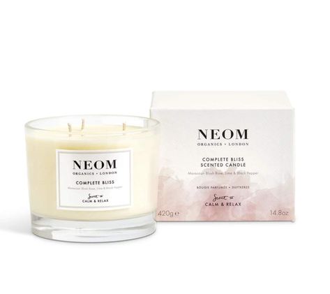 NEOM- Complete Bliss Scented Candle, 3 Wick | Blush Rose, Lime & Black Pepper | Essential Oil Aromatherapy Candle | Scent to De-Stress Black Pepper Essential Oil, Organic Candles, Scented Candles Luxury, Blush Rose, Aromatherapy Oils, Aromatherapy Candles, Blush Roses, Natural Fragrances, Essential Oils Aromatherapy