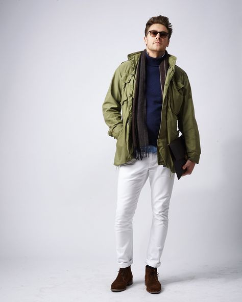 Menswear Design, M65 Field Jacket, Military Jacket Green, Vogue Men, Best Dressed Man, Mens Fashion Smart, Hipster Mens Fashion, Men Store, Brown Shoes