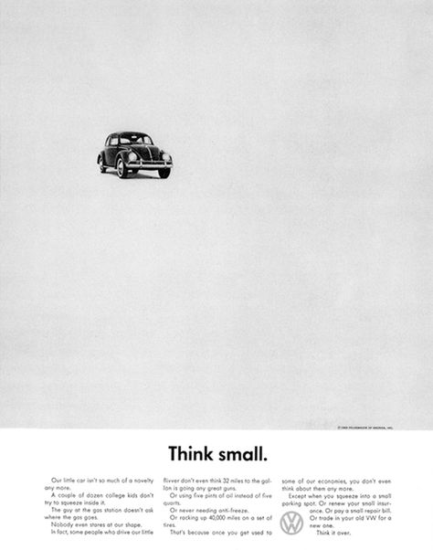 The Greatest Print Campaigns of All Time: Volkswagen Think Small #Print Copywriting Advertising, Popular Ads, Logos Retro, Ad Layout, Renault Sport, Classic Volkswagen, Combi Volkswagen, 광고 디자인, Vw Beetle Classic