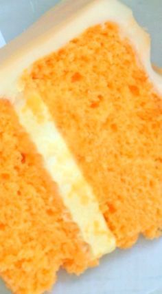 Orange Dreamsicle Cake ~ This light, flavorful homemade citrus cake is the BEST... The flavor is amazing, and the orange filling and orange cream cheese frosting are the perfect compliment. Orange Dreamsicle Cake Recipe, Dreamsicle Cake Recipe, Orange Dreamsicle Cake, Dreamsicle Cake, Orange Cream Cheese Frosting, Orange Filling, Orange Recipe, Citrus Cake, Orange Cream Cheese