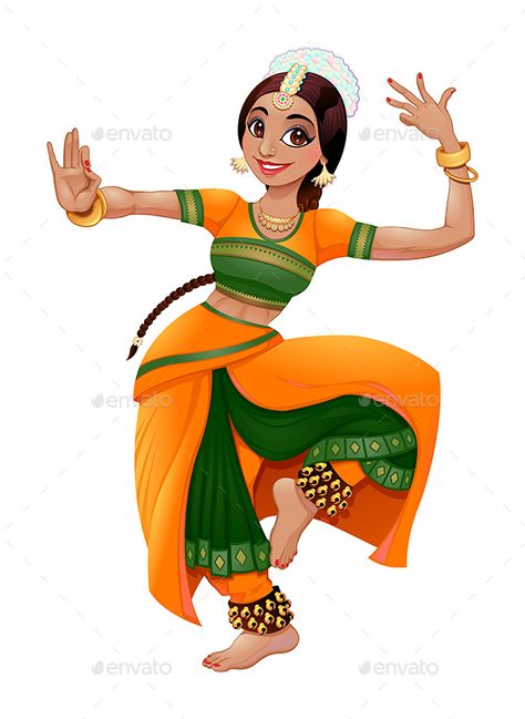 Indian Dancer - Characters Vectors Indian Drawing, Indian Classical Dancer, Woman Dancing, Indian Illustration, Dancing Drawings, Indian Classical Dance, Dancers Art, Dance Paintings, Indian Woman