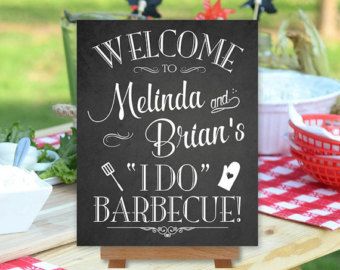 I Do Barbecue, Bbq Party Games, Barbecue Wedding, Bbq Wedding Reception, Backyard Bbq Wedding, Bbq Rehearsal Dinner, Backyard Bbq Party, Bbq Signs, Rehearsal Dinner Decorations