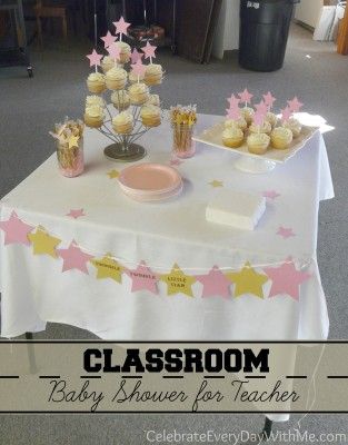 Throwing a baby shower for the teacher?  Check out these games and activities for a classroom shower. Classroom Baby Shower For Teacher, Baby Shower Ideas Gifts, Surprise Baby Shower, Cupcakes For Boys, Baby Shower Cakes For Boys, Trendy Baby Shower Ideas, Simple Baby Shower, Boy Baby Shower Themes, Baby Shower Gifts For Boys