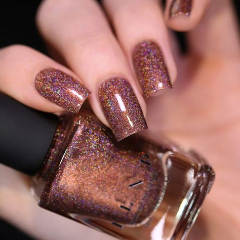 Brown Toe Nails, Toenails Painted, Pretty Fingernails, Holo Nail Polish, Ilnp Nail Polish, Bronze Nails, Dog Poems, Brown Nail Polish, Business Nails