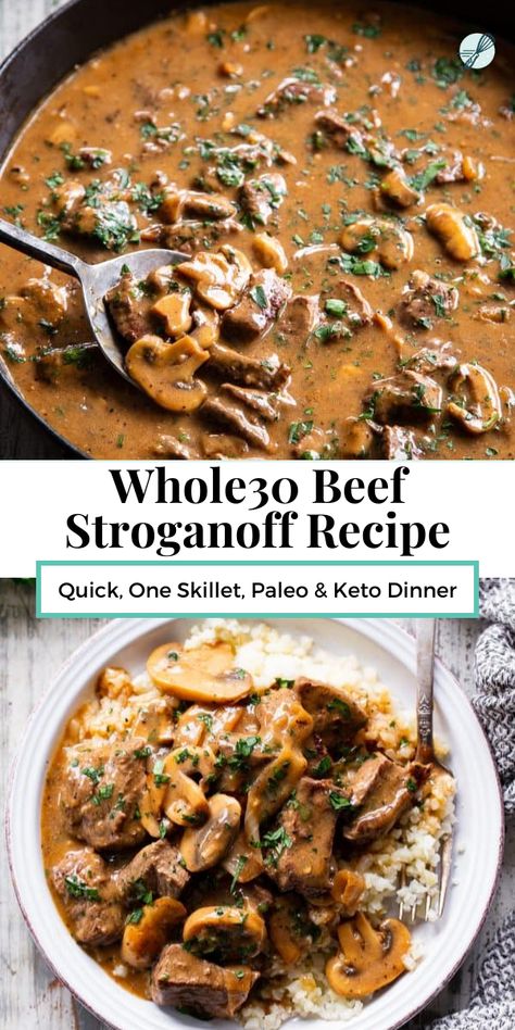 Paleo Beef Stroganoff, Whole 30 Beef, Easy Whole 30, Whole30 Dinner Recipes, Easy Whole 30 Recipes, Whole 30 Meal Plan, Body Reset, Whole30 Dinners, Whole 30 Diet