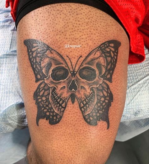 Thigh Cover Up Tattoo Women, Butterfly Skeleton Tattoo, Skeleton Butterfly Tattoo, Paradox Tattoo, Butterfly Skull Tattoo, Butterfly Skeleton, Skull Butterfly Tattoo, Skeleton Butterfly, Skeleton Fashion