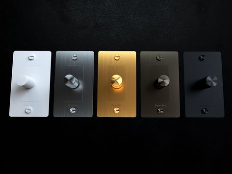 Buster + Punch Metal Complete Dimmer Switch by Buster + Punch | NDR-07391 | BPU921685 Designer Light Switches, Dimmer Light Switch, Light Switches And Sockets, Three Way Switch, Buster Punch, Bathroom Design Trends, Whiskey Bar, Lounge Lighting, Lighting Design Interior