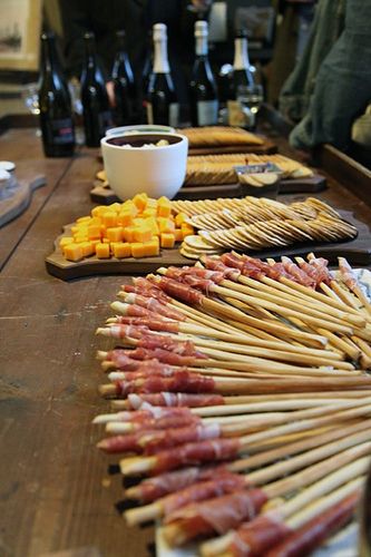 Prosciutto wrapped Breadsticks with a basil leaf surprise tucked in! Beer Tasting Parties, Cheese And Wine Party, Wine And Cheese Party, Wine Party, Wine Tasting Party, Cheese Party, Cheese Tasting, Tasting Party, Beer Tasting