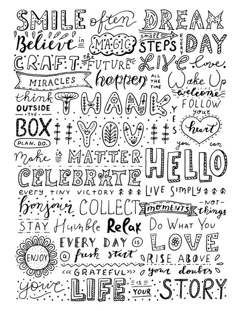 "Motivational Doodle Art - Hand-Lettered Quote Set - Instant Download" Add some fun and positivity to your creative projects with our "Motivational Doodle Art" hand-lettered quote set! This collection features a variety of playful and inspiring words and phrases, all in a unique doodle style. Perfect for uplifting home decor, journaling, scrapbooking, or making thoughtful gifts, these motivational designs will spark creativity and joy. Each quote is available in high-quality SVG format, ready to Doodles Around Words, Drawing Words Doodles, Positive Doodles Inspiration, Calligraphy Quotes Doodles Inspiration, Calligraphy Quotes Doodles Hand Drawn, Word Art Ideas, Positive Doodles, Word Doodles, Calligraphy Quotes Doodles