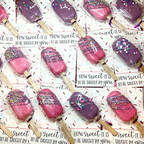 Custom Goodies | Ashley Malley on Instagram: “I don’t know about y’all, but after having two toddlers home with me for a bit while trying to work full time, I had a whole new level of…” Purple Cakesicles, Teacher Treats, Custom Desserts, Full Time Work, Teacher Appreciation Gift, Pink And Purple, I Don T Know, Teacher Appreciation Gifts, Full Time