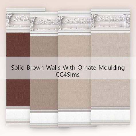 Solid Brown Walls With Ornate Molding - The Sims 4 Build / Buy - CurseForge Sims 4 Trim Cc, Sims 4 Half Wall Trim Cc, Sims 4 Wall Trim Cc, Sims 4 Wall Cc Patreon, Sims 4 Cc Royal Furniture, Ornate Molding, Sims 4 Cc Walls, Springfield Simpsons, Sims 4 Hair Male