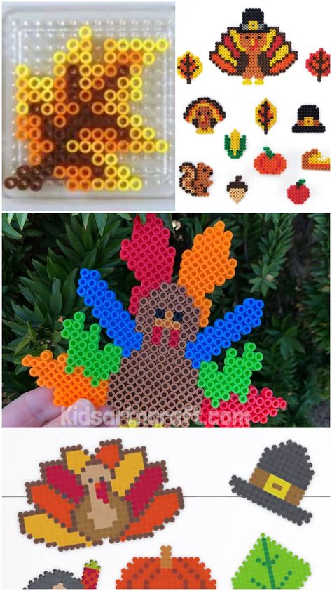 DIY Thanksgiving Perler Bead Patterns to Craft Check more at https://www.kidsartncraft.com/thanksgiving-perler-bead-patterns-to-craft/ Perler Bead Patterns Thanksgiving, Thanksgiving Perler Beads, Pearler Bead Patterns Thanksgiving, Autumn Perler Bead Patterns, Thanksgiving Perler Bead Patterns, Fall Perler Bead Patterns, 3d Perler Bead Pumpkin, Turkey Beads, 3d Perler Bead