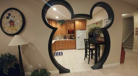 Would love Mickey Mouse doorway as an entrance into A play Room or media Room Disney House Ideas, Mickey Mouse House, Mickey Kitchen, Disney Bedroom, Mickey House, Deco Disney, Casa Disney, Disney Room Decor, Disney Bedrooms