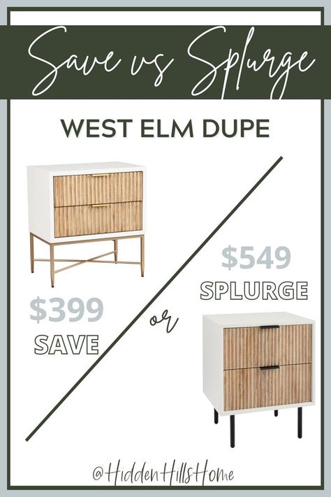 Save vs Splurge Quinn Nightstand Dupe West Elm Quinn, West Elm Nightstand, Save Vs Splurge, Home Decor Sale, West Elm, Price Tag, Magazine Rack, Bedroom Furniture, Drawers