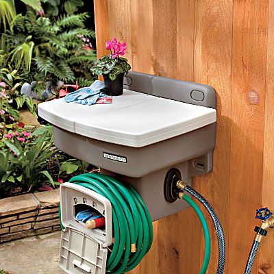 Outdoor Garden Sink $99.00 Outdoor Garden Sink, Clean Garden Tools, Outdoor Sink, Garden Sink, Door Garden, Outdoor Sinks, Better Homes And Garden, School Garden, Garden In The Woods