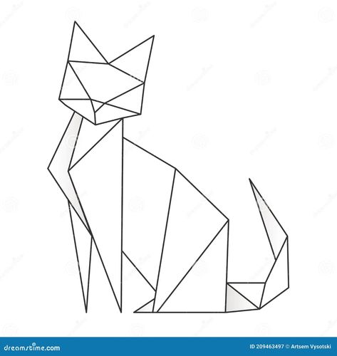 Cat Stylized Triangle Polygonal Model. Contour for Tattoo, Logo, Emblem and Design Element. Hand Drawn Sketch of a Cat Stock Vector - Illustration of logo, shape: 209463497 Combination Of Shapes Drawing, Cat Geometric Art, Drawing Using Geometric Shapes, Geometric Shapes Drawing Art, Shape Element Of Design, Shape Element Of Art Drawings, Elements Of Design Shape Drawings, Shape Element Of Art, Parallelogram Art