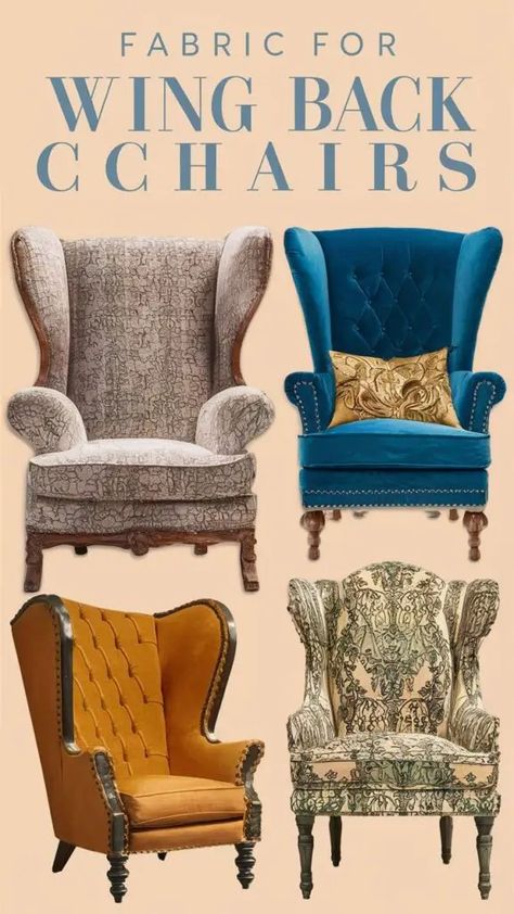 Fabric for Wing Back Chairs: A Guide to Choosing the Right Material 9 Wingback Chair Upholstery Ideas, Wing Back Chairs, Leather Wing Chair, Chair Upholstery, Wing Chair, House Room, Wood Glue, Upholstered Furniture, Chair Fabric