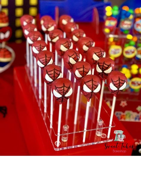 Spidey And Friends Cake Pops, Spidey Cake Pops, Spiderman Cakepops Ideas, Spider Man Cakepop, Cakepops Ideas Decoration, Spiderman Chocolate Covered Oreos, Spiderman Cakepops, Spiderman Cake Pops, Spiderman Pop