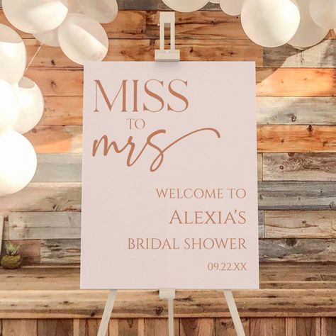 Miss To Mrs Bridal Shower Ideas, Bridal Shower Welcome Table, Miss To Mrs Shower Ideas, Bridal Shower Miss To Mrs, Miss To Mrs Sign, Bridal Shower Brunch Decorations, Welcome Table, Miss To Mrs, Bridal Shower Tables